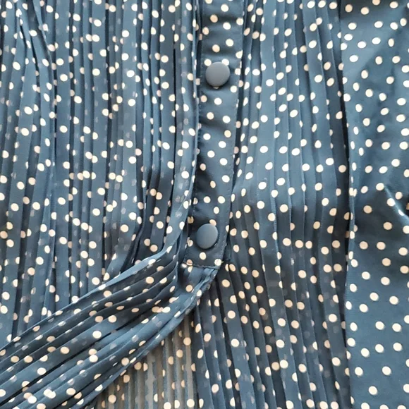 ZARA MIDI PLEATED BLUE SKIRT ( SIZE L) - Picture 7 of 9